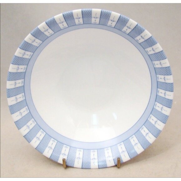 3 Martha Stewart Cereal Bowls Everyday Blue White Garden Trellis France Glass - Picture 2 of 11